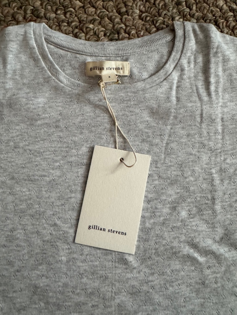New With Tags Gillian Stevens Pointelle Cotton T-shirt Size 3
